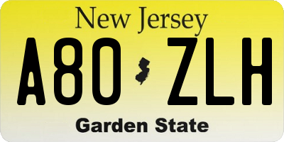 NJ license plate A80ZLH