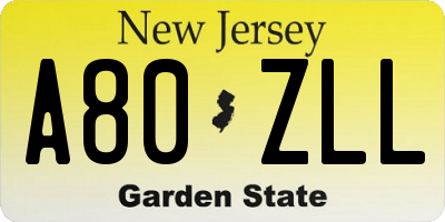NJ license plate A80ZLL