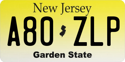 NJ license plate A80ZLP