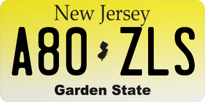 NJ license plate A80ZLS
