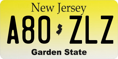 NJ license plate A80ZLZ