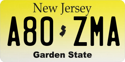 NJ license plate A80ZMA