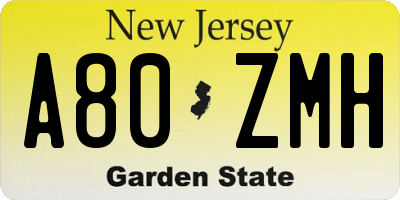 NJ license plate A80ZMH