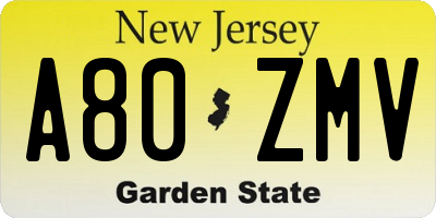 NJ license plate A80ZMV
