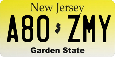 NJ license plate A80ZMY