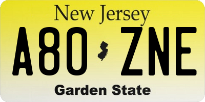 NJ license plate A80ZNE