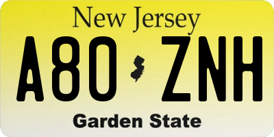 NJ license plate A80ZNH