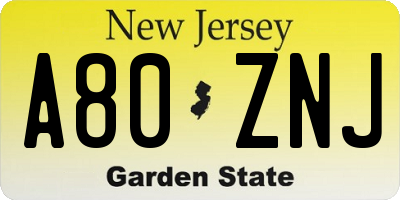 NJ license plate A80ZNJ
