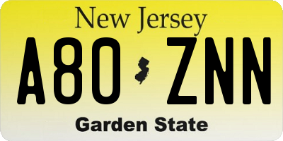 NJ license plate A80ZNN