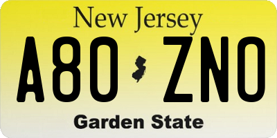 NJ license plate A80ZNO