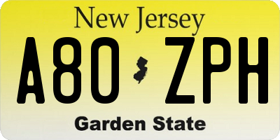NJ license plate A80ZPH