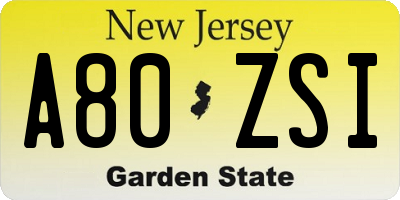 NJ license plate A80ZSI
