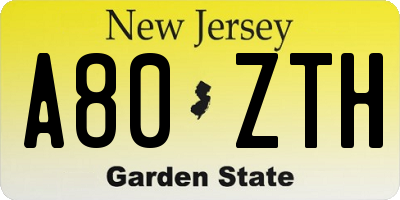 NJ license plate A80ZTH