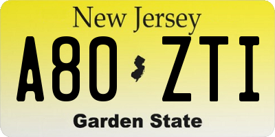 NJ license plate A80ZTI