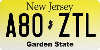 NJ license plate A80ZTL