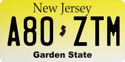 NJ license plate A80ZTM