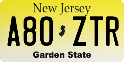 NJ license plate A80ZTR