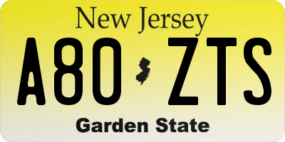 NJ license plate A80ZTS