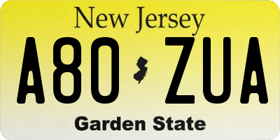 NJ license plate A80ZUA