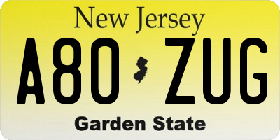 NJ license plate A80ZUG