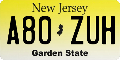 NJ license plate A80ZUH