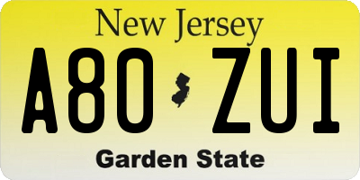 NJ license plate A80ZUI