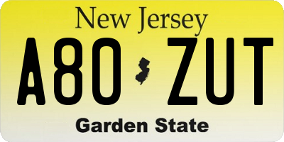 NJ license plate A80ZUT