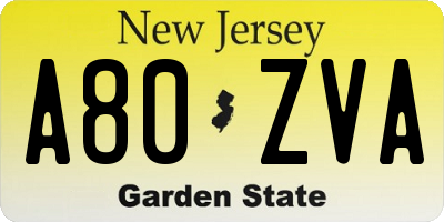 NJ license plate A80ZVA