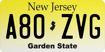NJ license plate A80ZVG