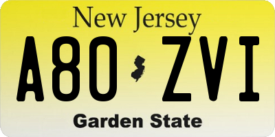 NJ license plate A80ZVI