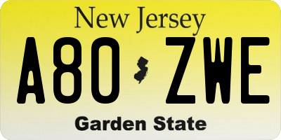 NJ license plate A80ZWE