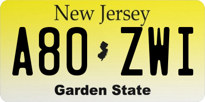 NJ license plate A80ZWI