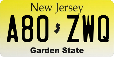 NJ license plate A80ZWQ