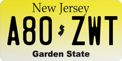 NJ license plate A80ZWT