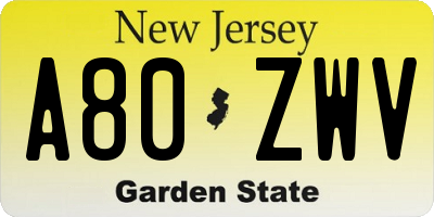 NJ license plate A80ZWV