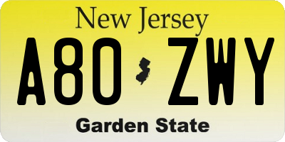 NJ license plate A80ZWY