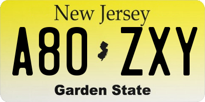 NJ license plate A80ZXY