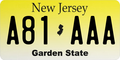 NJ license plate A81AAA