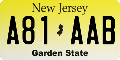 NJ license plate A81AAB
