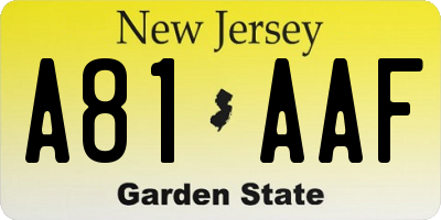 NJ license plate A81AAF