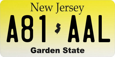 NJ license plate A81AAL