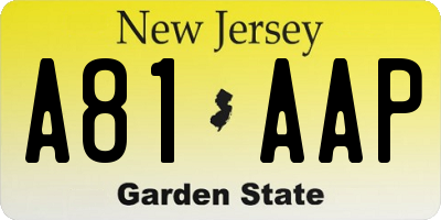 NJ license plate A81AAP