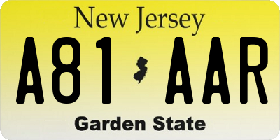 NJ license plate A81AAR