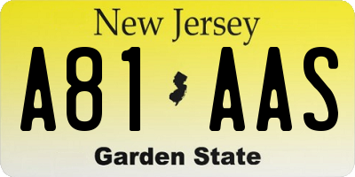 NJ license plate A81AAS