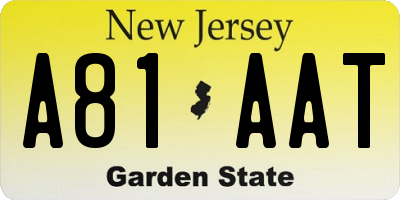 NJ license plate A81AAT