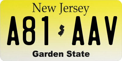 NJ license plate A81AAV