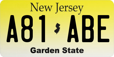 NJ license plate A81ABE