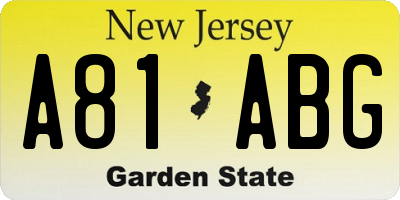 NJ license plate A81ABG