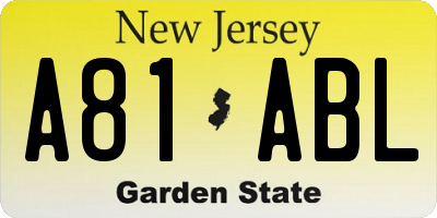 NJ license plate A81ABL