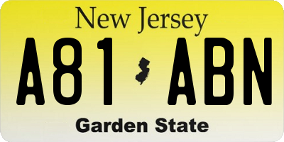 NJ license plate A81ABN